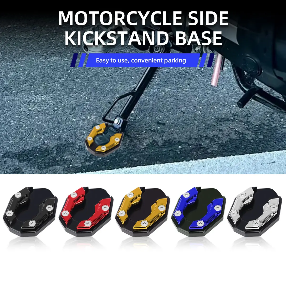 

Motorcycle Bike Kickstand Extender Aluminum Alloy Motorcycle Side Foot Support Base Enlarger Plate Parking Fixed Foot Support