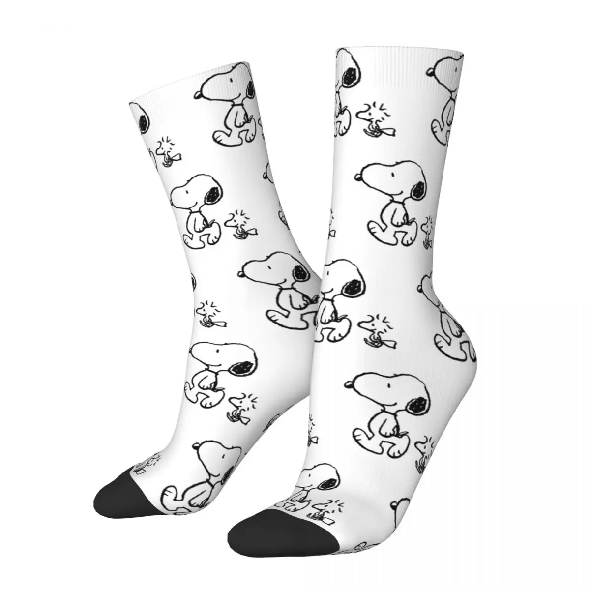 

Funny Peanuts Snoopy Woodstock Walk Basketball Socks Polyester Crew Socks for Women Men Sweat Absorbing