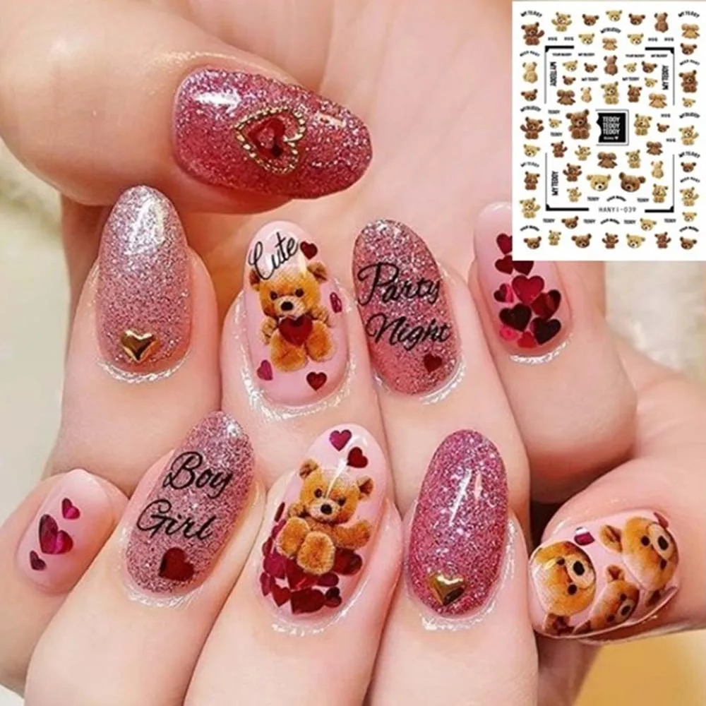 manicure tool Decals Accessories Exquisite design Cute bear decorations sticker 3D Nail Art Stickers Art decorations sticker