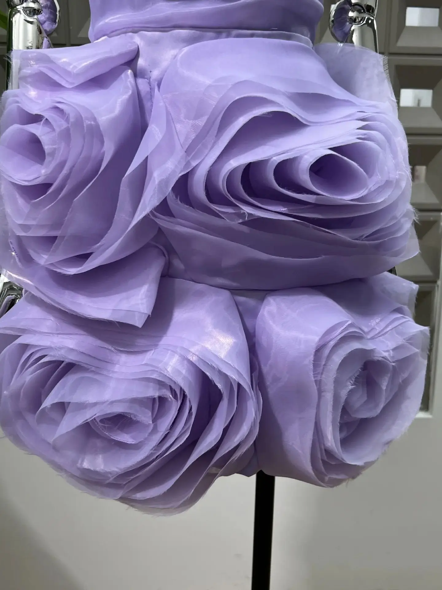 Sommer Neue Ankunft 3D Floral Rüschen Lavendel frauen Mini Kleider Trägerlosen Korsett Abendkleid Kurze Prom Party Formale Kleid