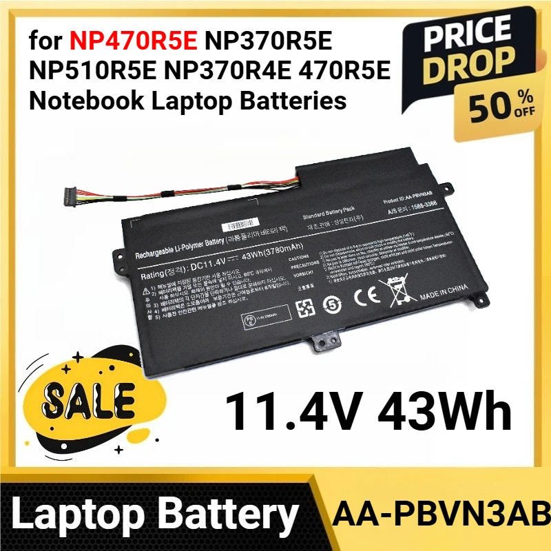 

AA-PBVN3AB 11.4V 43Wh for NP470R5E NP370R5E NP510R5E NP370R4E 470R5E Notebook Laptop Batteries