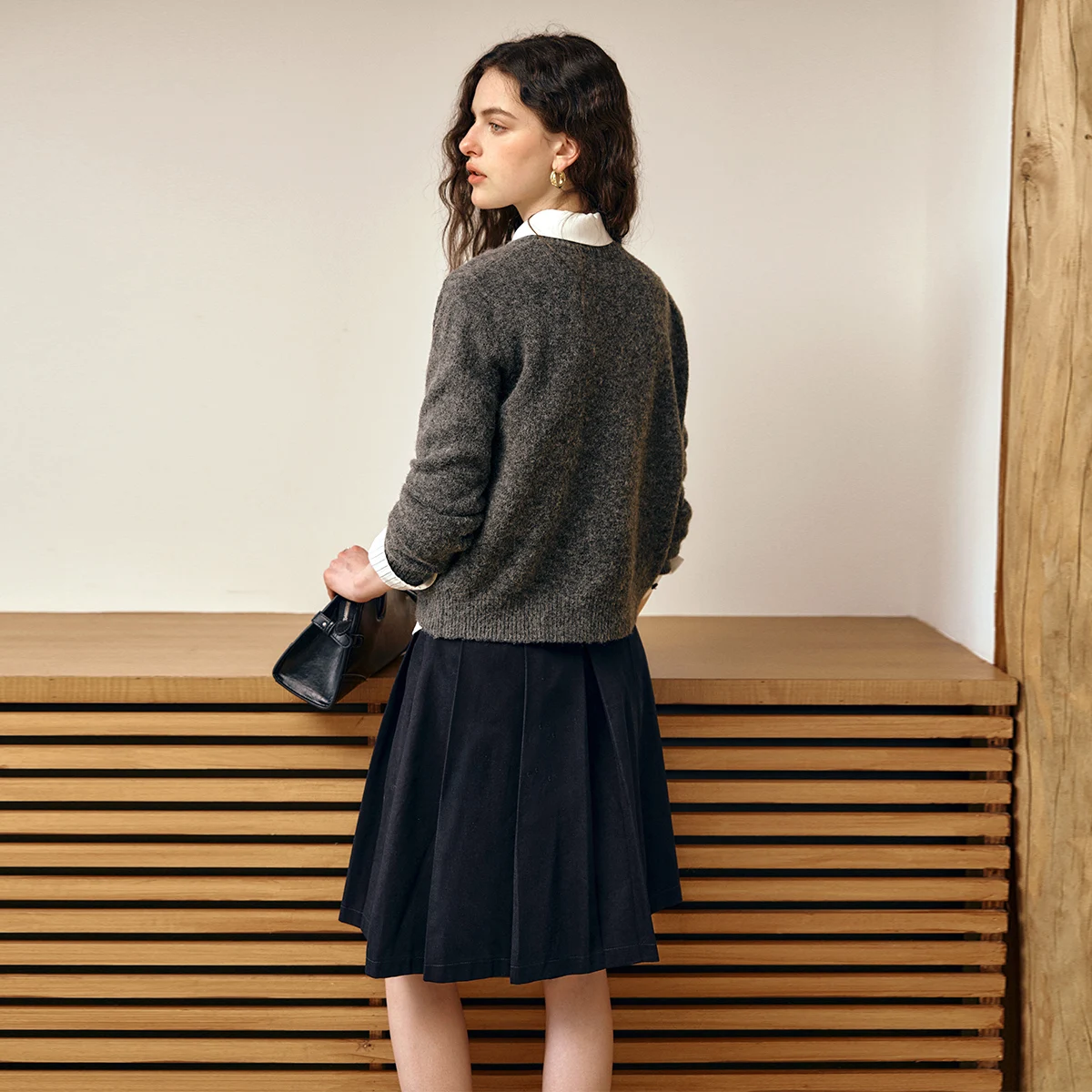 OLrain-suéteres informales para mujer, novedad de Otoño de 2025, jersey de Jacquard, Tops tejidos de manga larga para ir al trabajo francés, O57QM001252