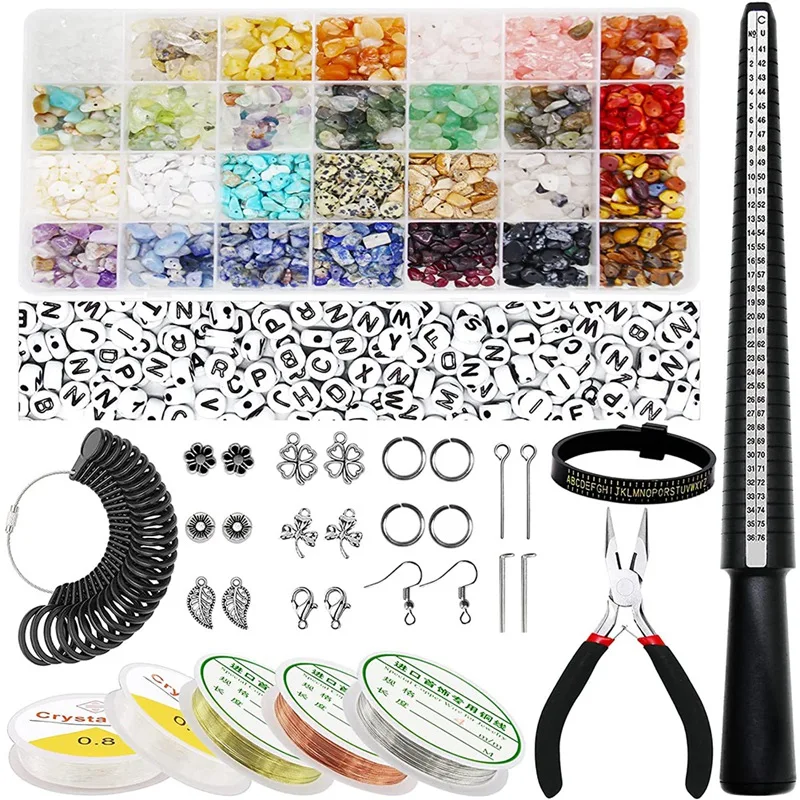 

Ring Jewelry Making Kit With 28 Colors Crystal Beads - 2000Pcs Crystal Jewelry Making Kits With Letter Bead, Pliers