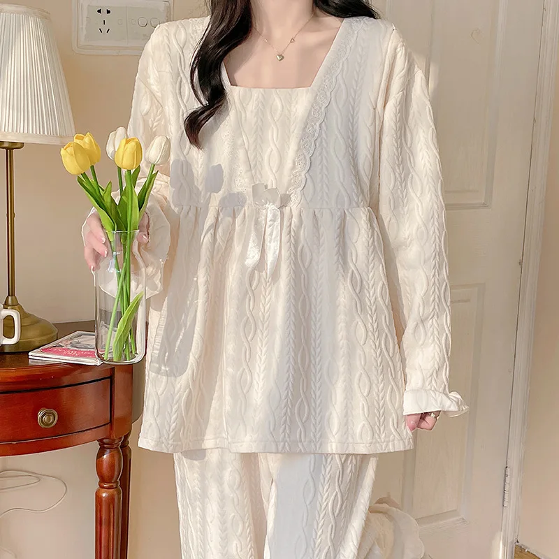 خريف شتاء نموذج جديد بيجامة نسائية الدفء ملابس خاصة دعوى القطن بيجامة مجموعة ملابس منزلية طويلة الأكمام بيجامة مجموعة رشاقته #2