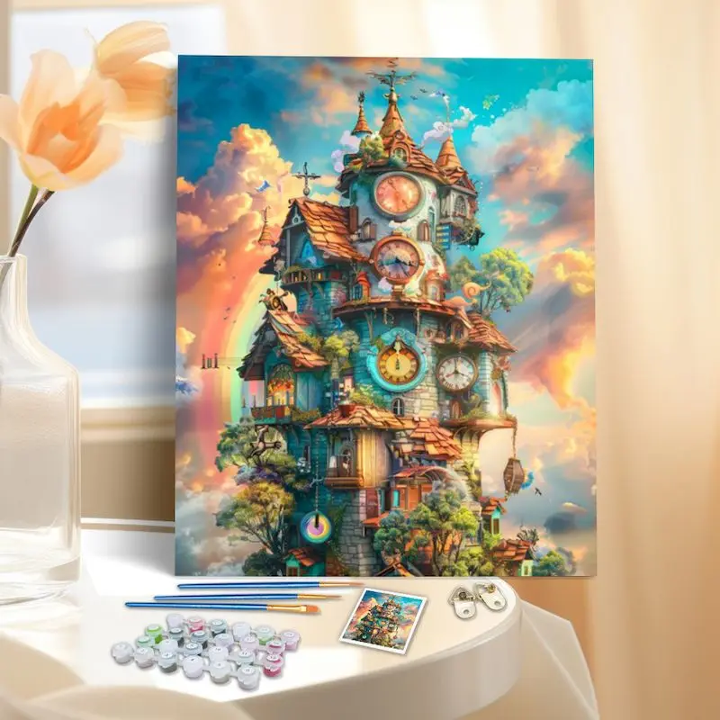 SDOYUNO Magic Castle Coloring Picture By Numbers Painting Set Oil Paints 40*50 Oil Painting Decorative Paintings For Handiwork