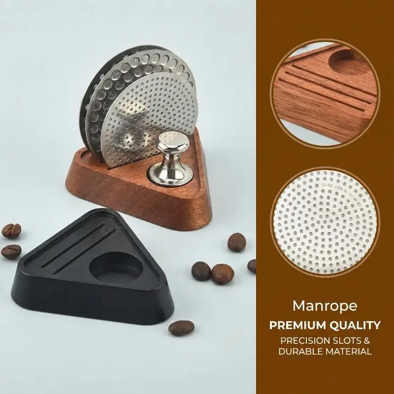 Barista Wooden Espresso Puck Screen Holder 51mm 53mm 58mm Coffee Filter Rack Triangular Stand for Home Cafe Accessories