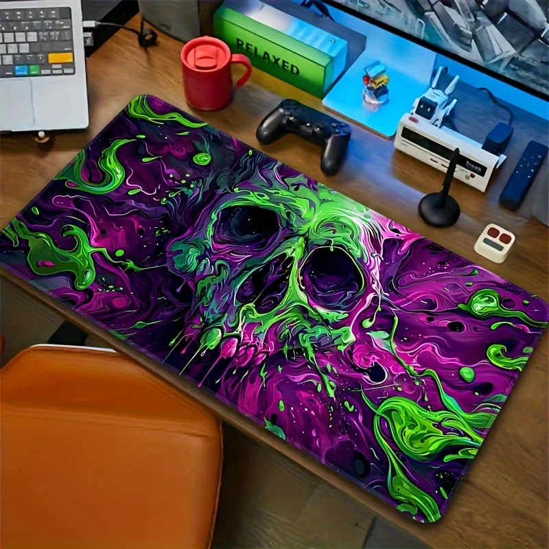 

Игровой коврик для мыши Green Purple Skull XXL, нескользящий, резиновый, очень большой, для ПК-геймеров
