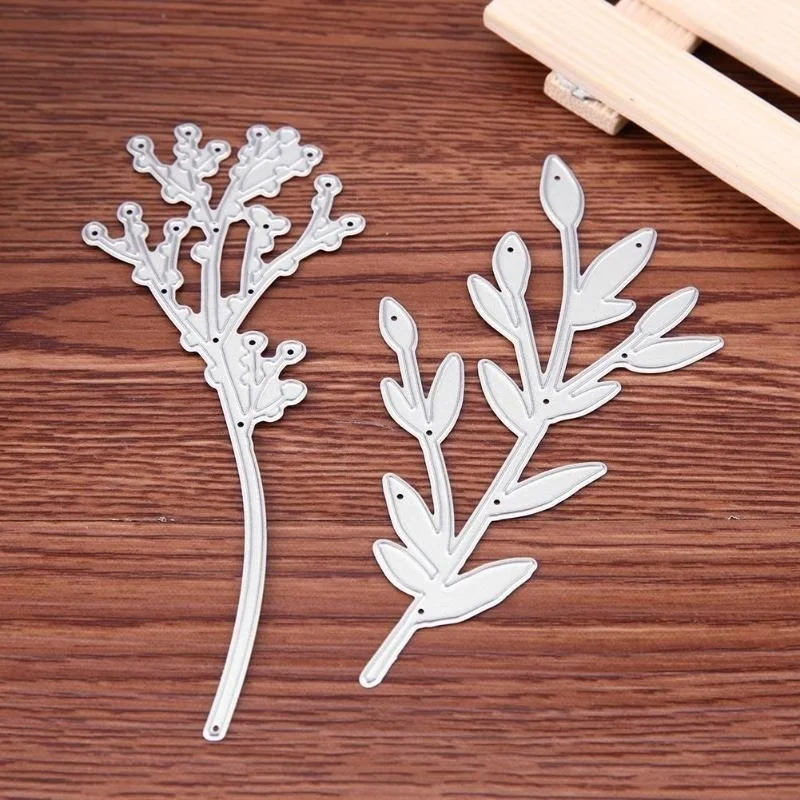 Matrices de découpe en métal pour bricolage, artisanat de gaufrage décoratif, carte en papier, branches d\'album photo, scrapbooking, ensemble de 2