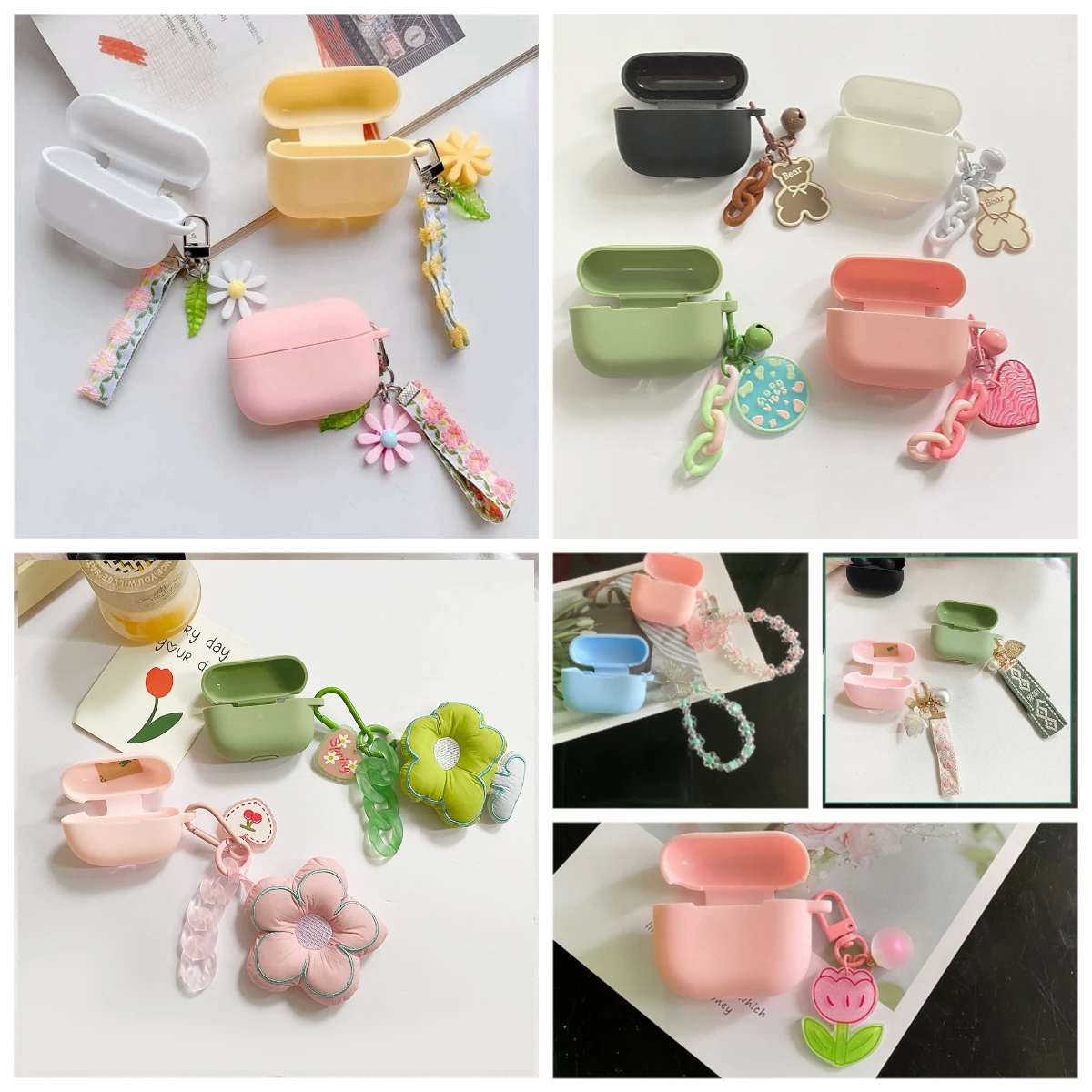 สําหรับ OPPO Enco X3 กรณีแฟชั่นดอกไม้จี้เชือกเส้นเล็ก/หมีน่ารักซิลิโคนหูฟังสําหรับ OPPO Enco x3 ฝาครอบ