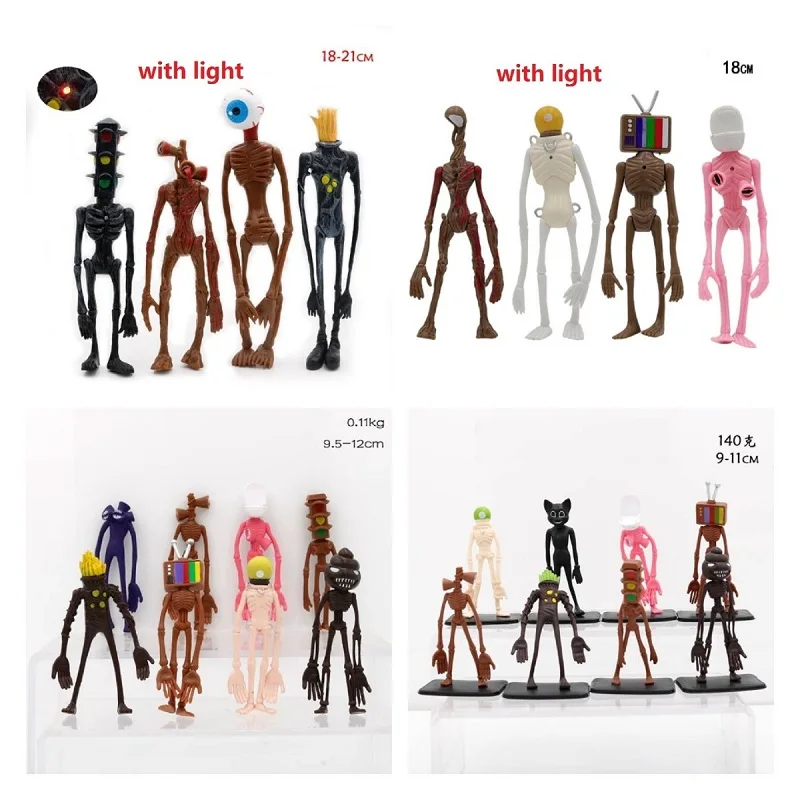 4pcs/8pcs Creative Anime Scp Siren Head Figure Horror Toy Sirenhead Model Doll  Sculpture Scary Collectible Kids Games Gifts