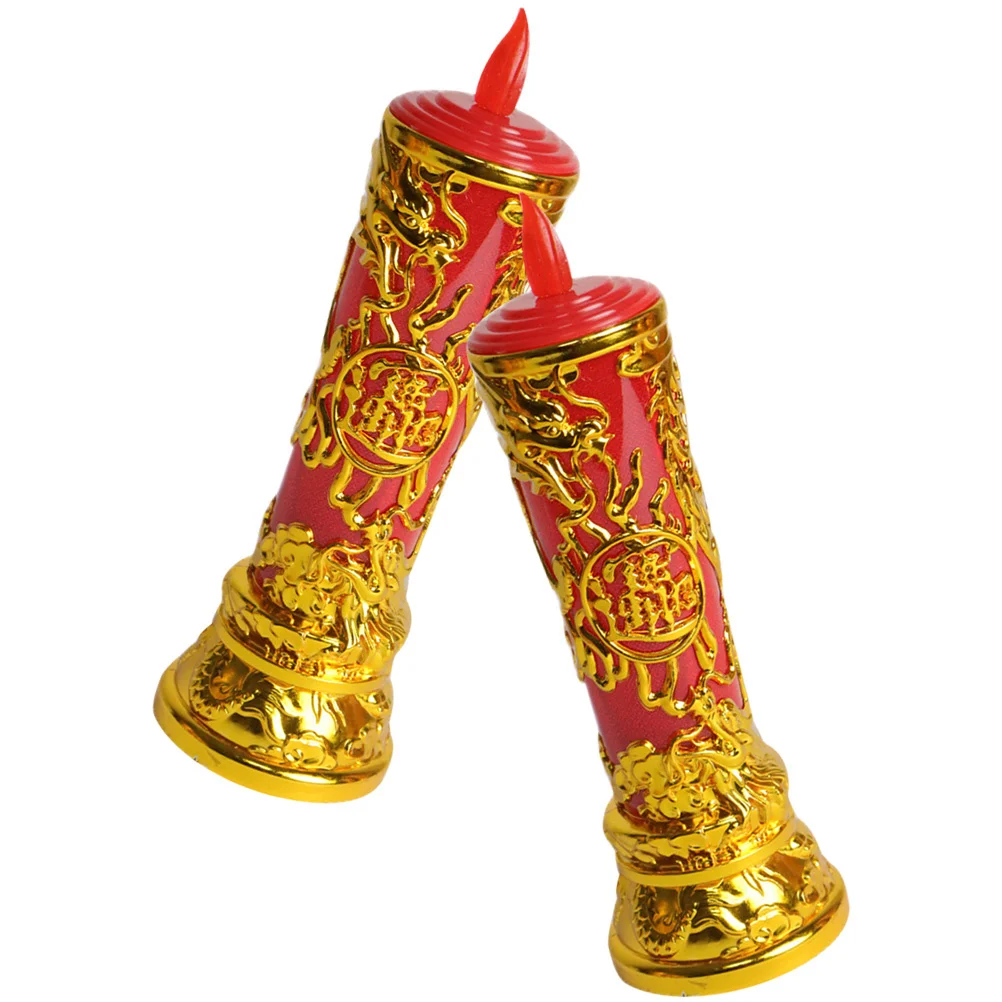 1 paio di lampade a LED luci elettroniche senza fiamma di design cinese per la decorazione del culto del buddismo dell'ufficio domestico della scrivania