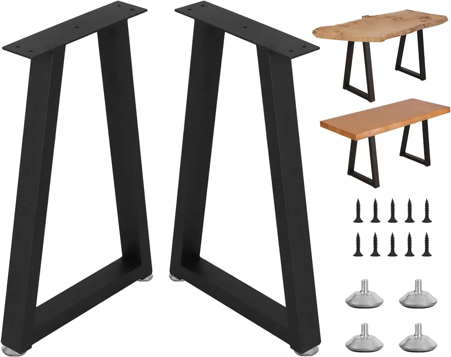 Rioychan 16 Inch Trapezoid Metal Table Legs for Bench , Coffee  , DIY Furniture  Set of 2, Including Screws and