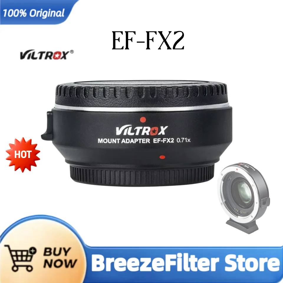Adaptador de Enfoque Automático Viltrox EF-FX2 0.71x para Lentes Canon EF a Cámaras FUJIFILM Fuji X-Mount X-H1 X-PRO1 X-E1 X-A1 X-E2S