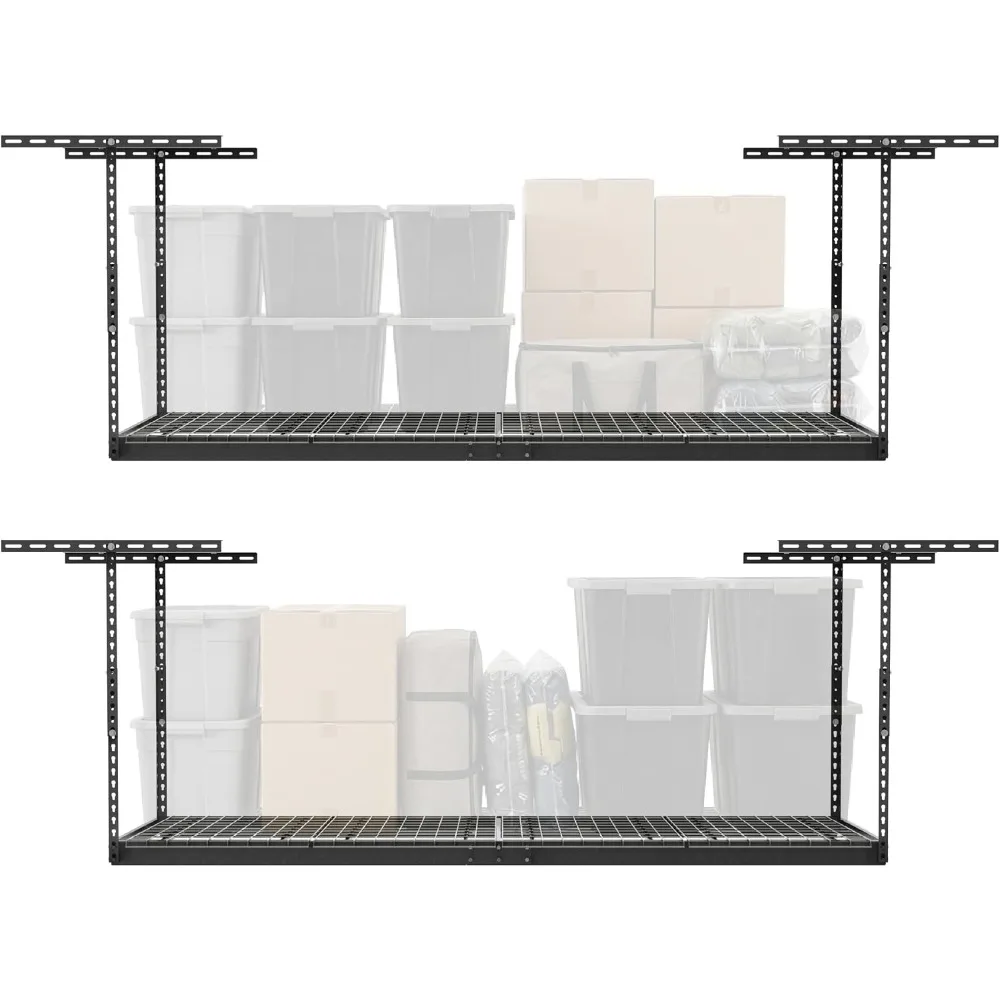 2-Pack 3x8 Overhead Garage Storage Rack, Gray, 12