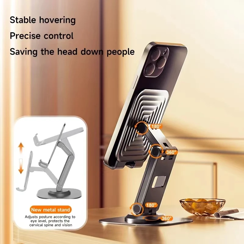 New Metal Mobile Phone Stand  Tablet Computer Stand Portable 360 Degree Rotatable Folding Stand Universal Desktop Lazy Person