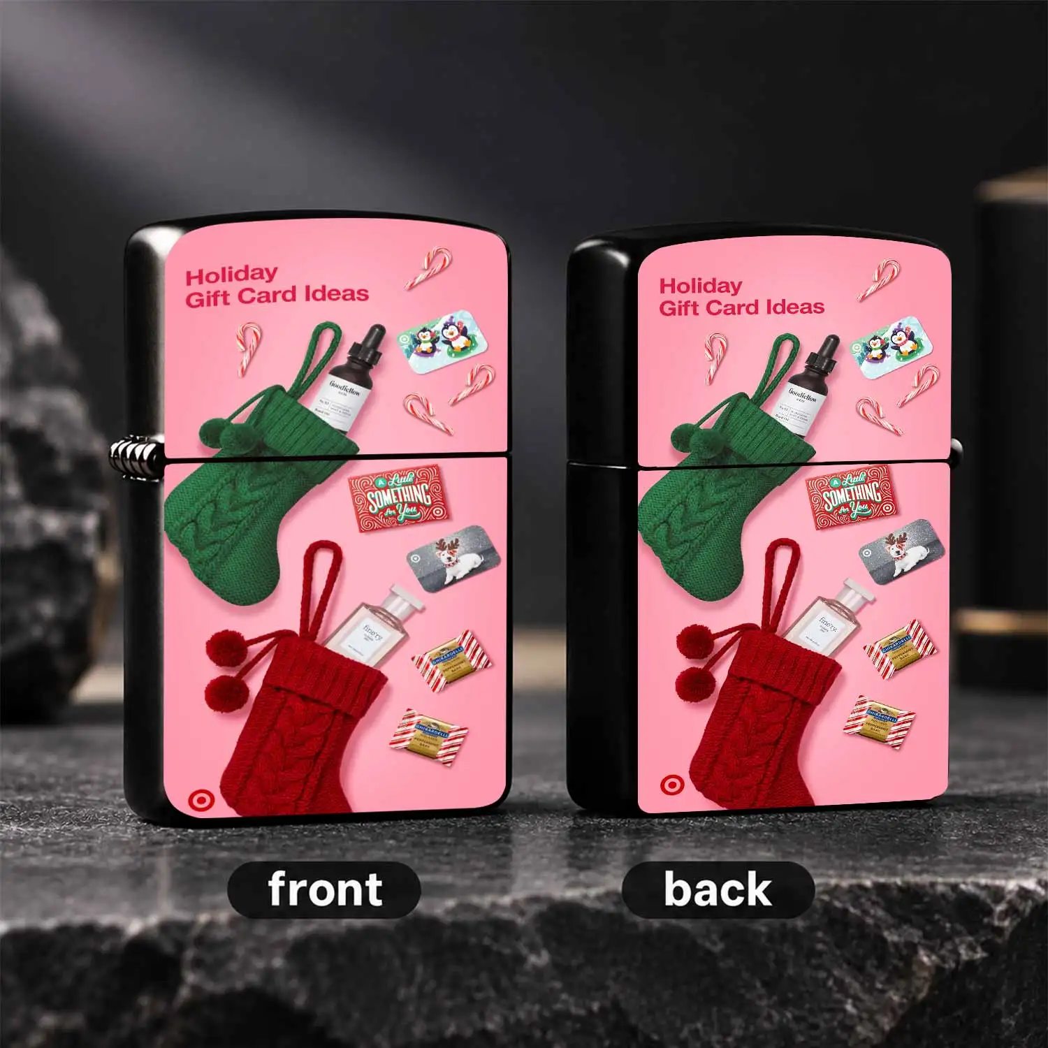 Portable Festive Christmas Themed Lighter With Cute Stocking Gift Card Candy Pattern Exquisite Stylish Accessory For Daily Use Ideal Holiday Present For Friends Family Suitable For Various Scenarios A Humorous And Interesting Lighter