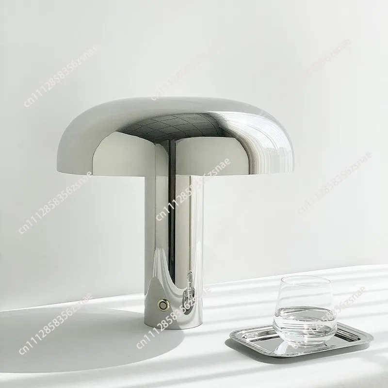 Modern Light Luxury European Stainless Steel Bedside Table Lamp, Unique Decor Lamp for Bedroom & Model House