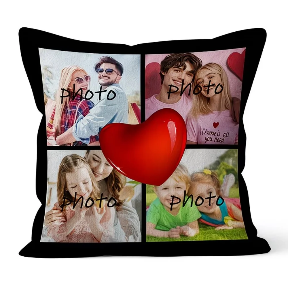 1PC 2D Custom Photo Throw Pillow, Double Sided Printing DIY Personalized Picture Cushion, Customized Decor Cushion Gift