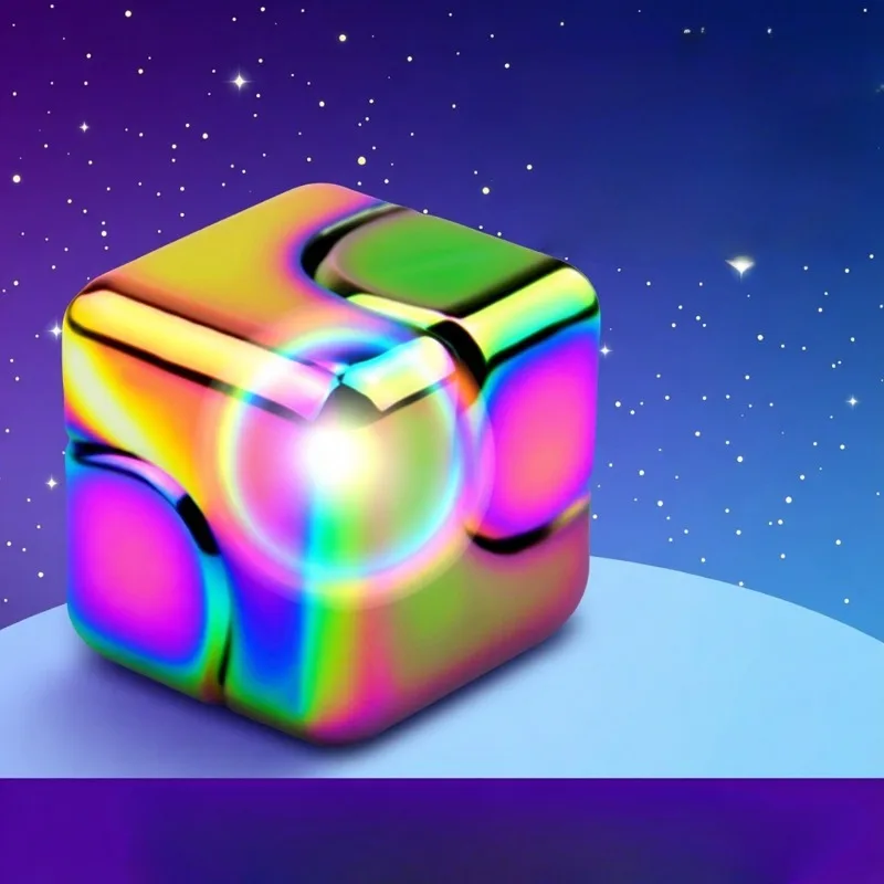 Rotating Rubik's Cube Finger Gyro Toy Colorful Fingertip Mechanical Finger Decompression Artifact Black Technology Alloy Metal