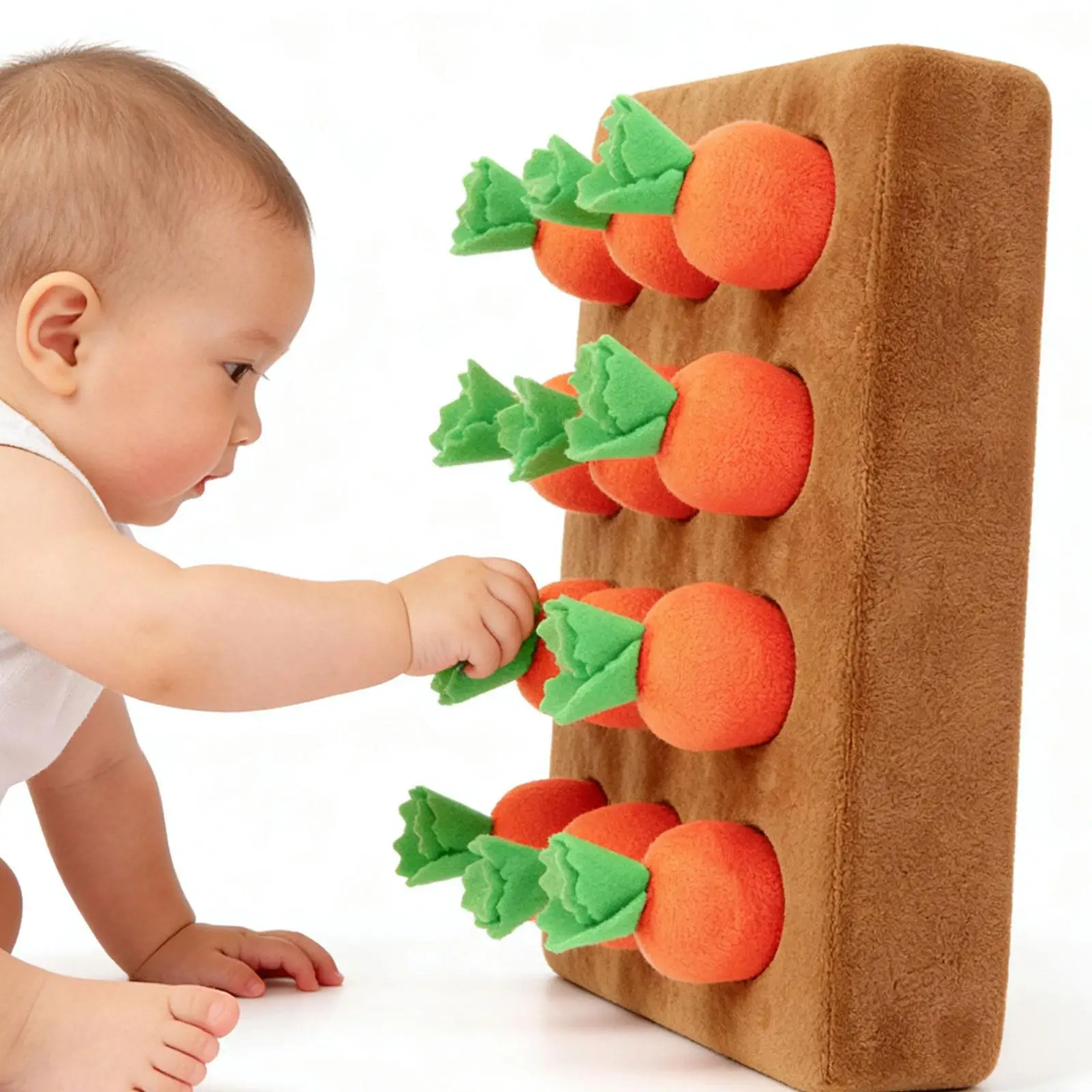 

Carrot Pulling Puzzle Toy Soft Plush Color Sorting Educational Game for Toddler Fine Motor Training