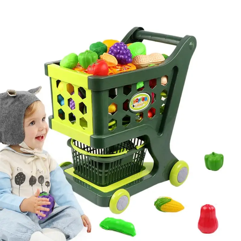 Kids Shopping Cart Trolley Children's Shopping Cart Trolley Kit Stable Structure Role-Playing Games For Birthday New Year