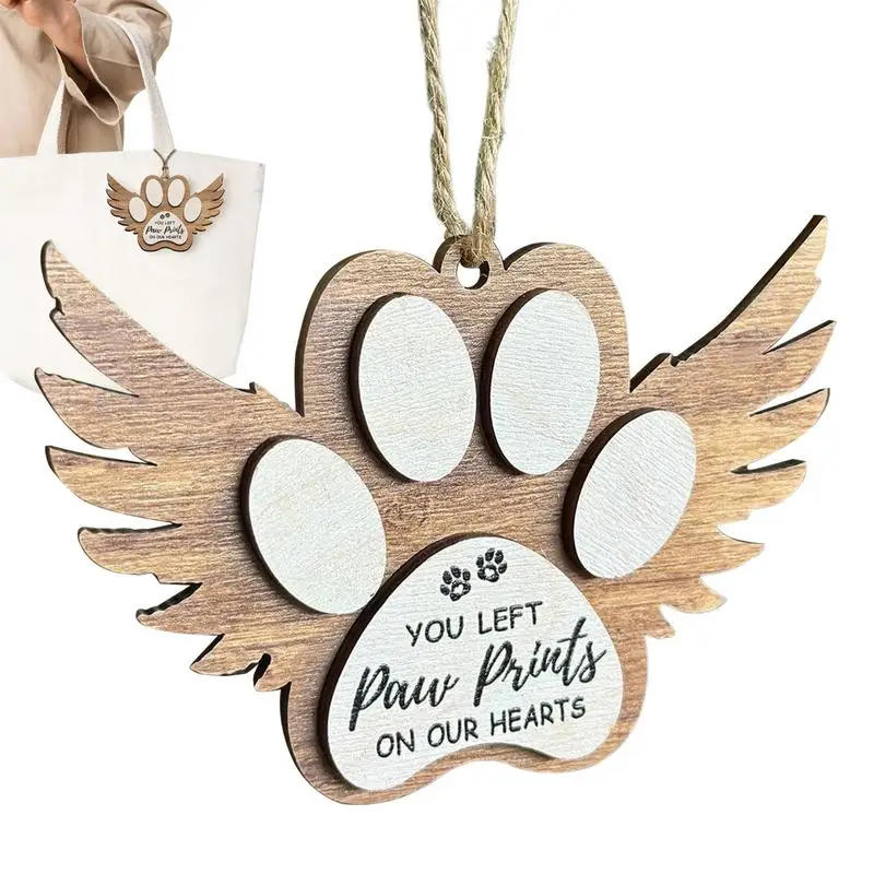 Dog Remembrance Ornament Memorial Ornament Wall Decor Bag Charm Dog Paw Christmas Tree Decor Sympathy Keepsake Wooden Sign