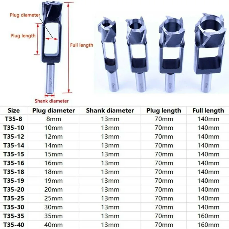 Imagem -06 - Velocidade Aço Tenon Passador Carpintaria Broca Cônico Snug Plug Cortador Diâmetro do Furo Mm45 mm Saca-rolhas Alta