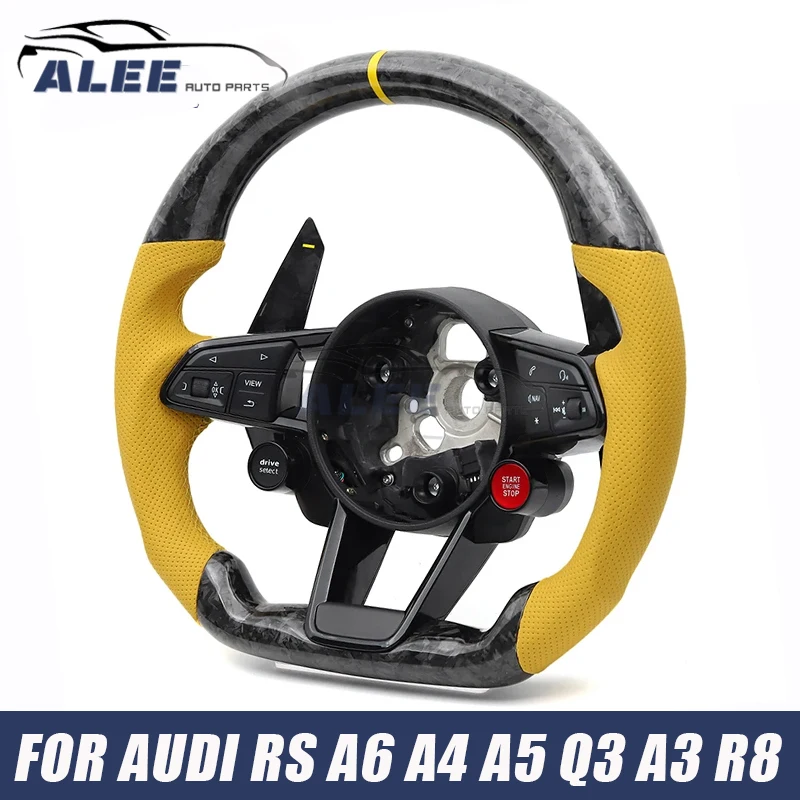 Start Button Forged Carbon Fiber Sports Steering Wheel for Audi R8 RS S3 S8 A3 A4 A5 A6 A7 Q3 TT TTS TTMK2 TTMK3 Car Accessories