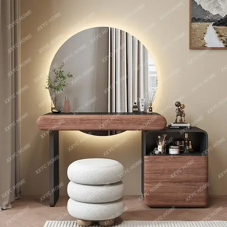 Natural Wooden Makeup Vanity Desk Brown Hidden Mirror Europa Makeup Vanity Desk Space Saving Komody Furnitures For Bedroom
