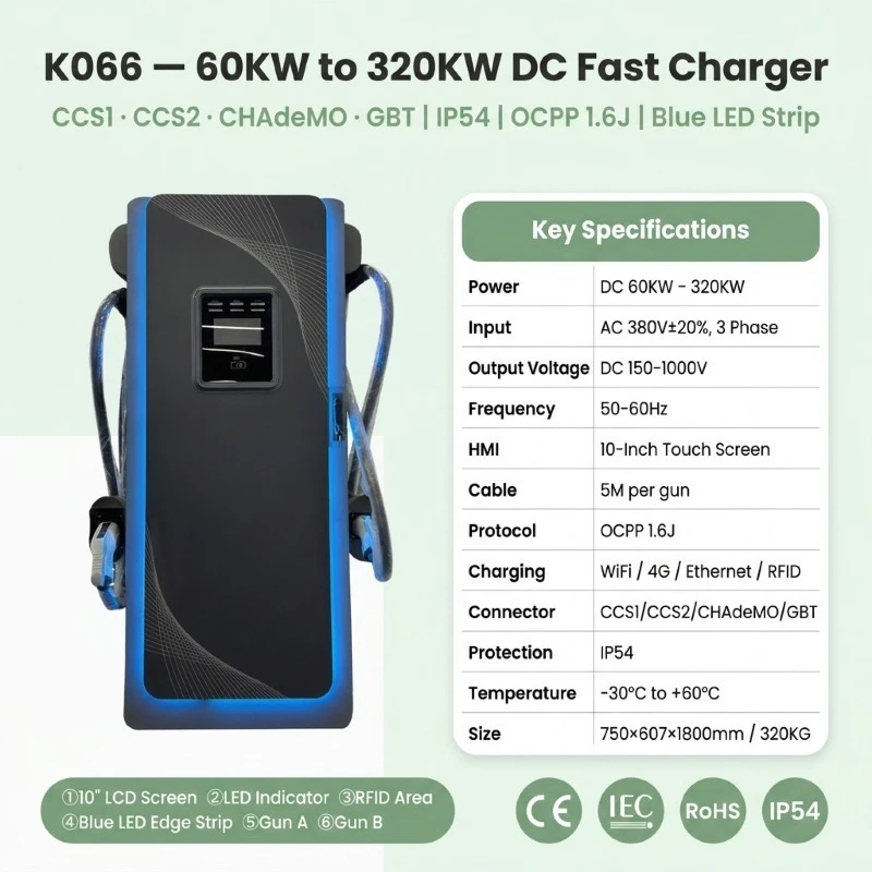 Customized 60KW 120KW 320KW Commercial DC Quick Charger Dual 10 Inch Touch Screen CCS1 CCS2 CHADEMO GBT OCPP 1.6J WiFi 4G RFID I