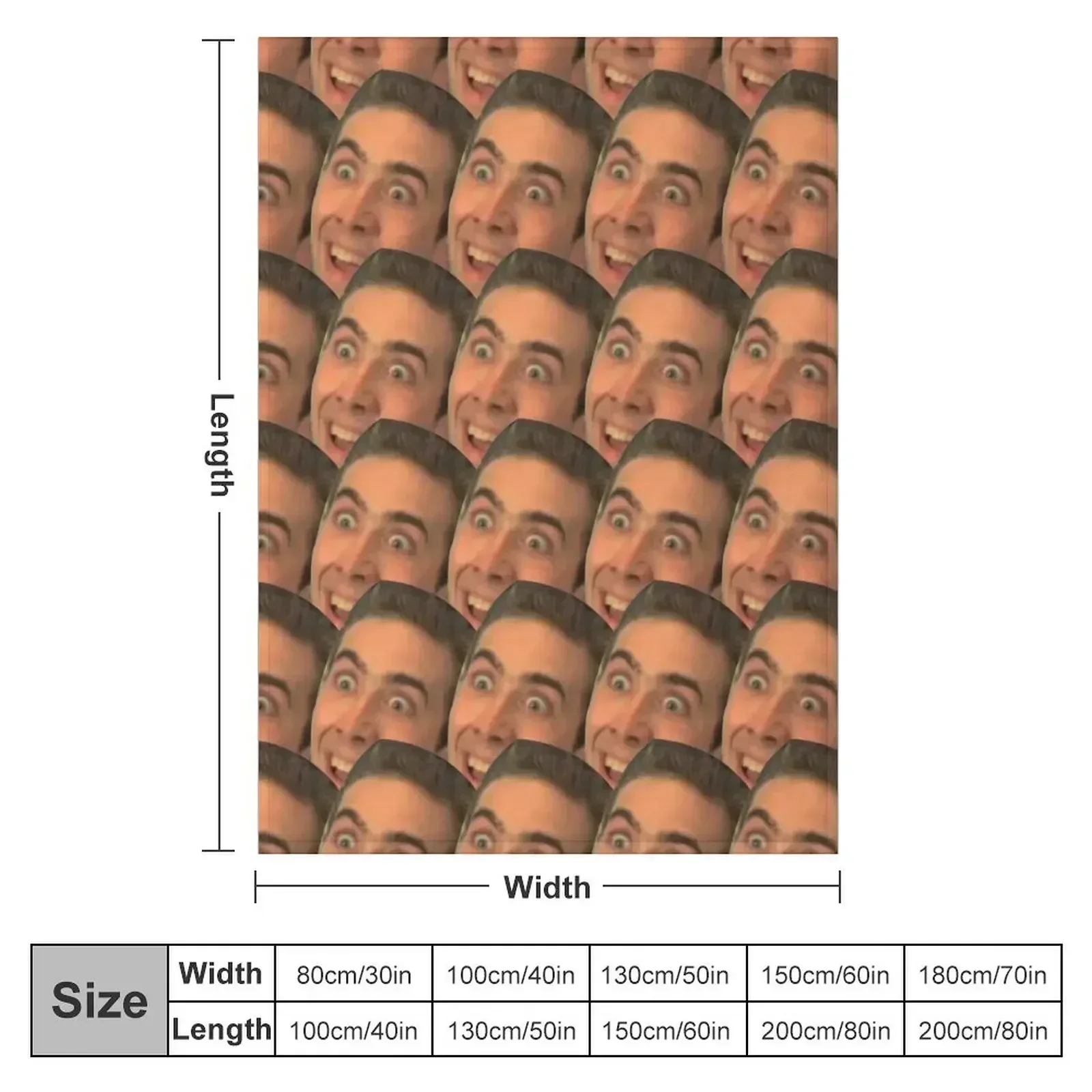 Meme Nicholas Cage - Hilarious Cage Pattern Throw Blanket couch cozy soft plush fuzzy picnic outdoor blanket