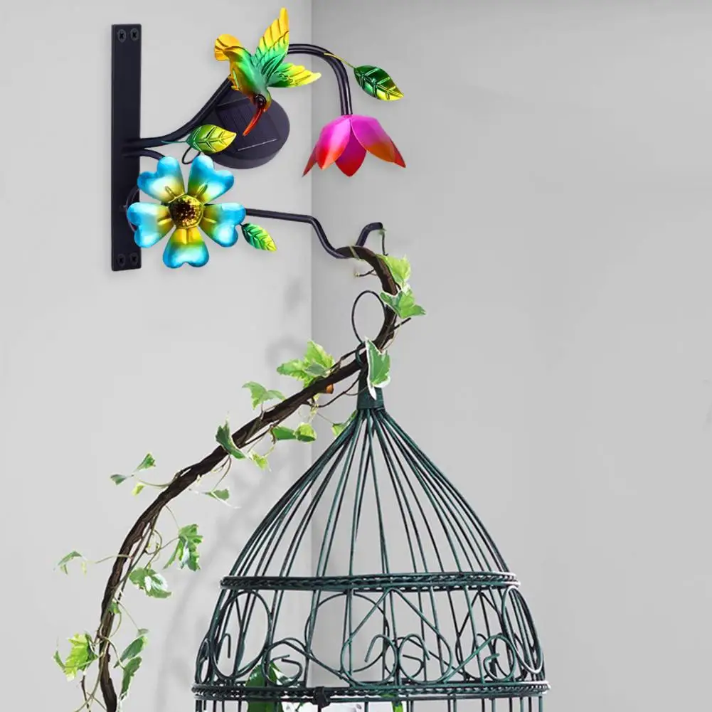 Wrought Iron Plant Hook Metal Plant Hook Hanger with Solar Light for Outdoor Hanging Plant Holder Bird for Flower for Garden