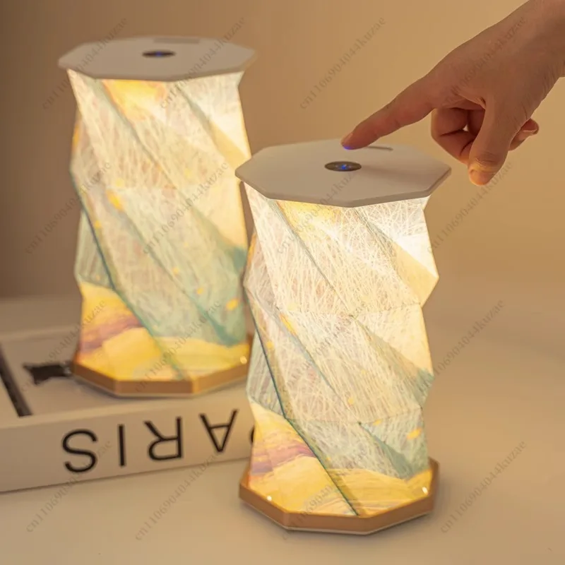 Creative Van Gogh Starry Sky Rotating Origami Night Light Home Decor Ornament