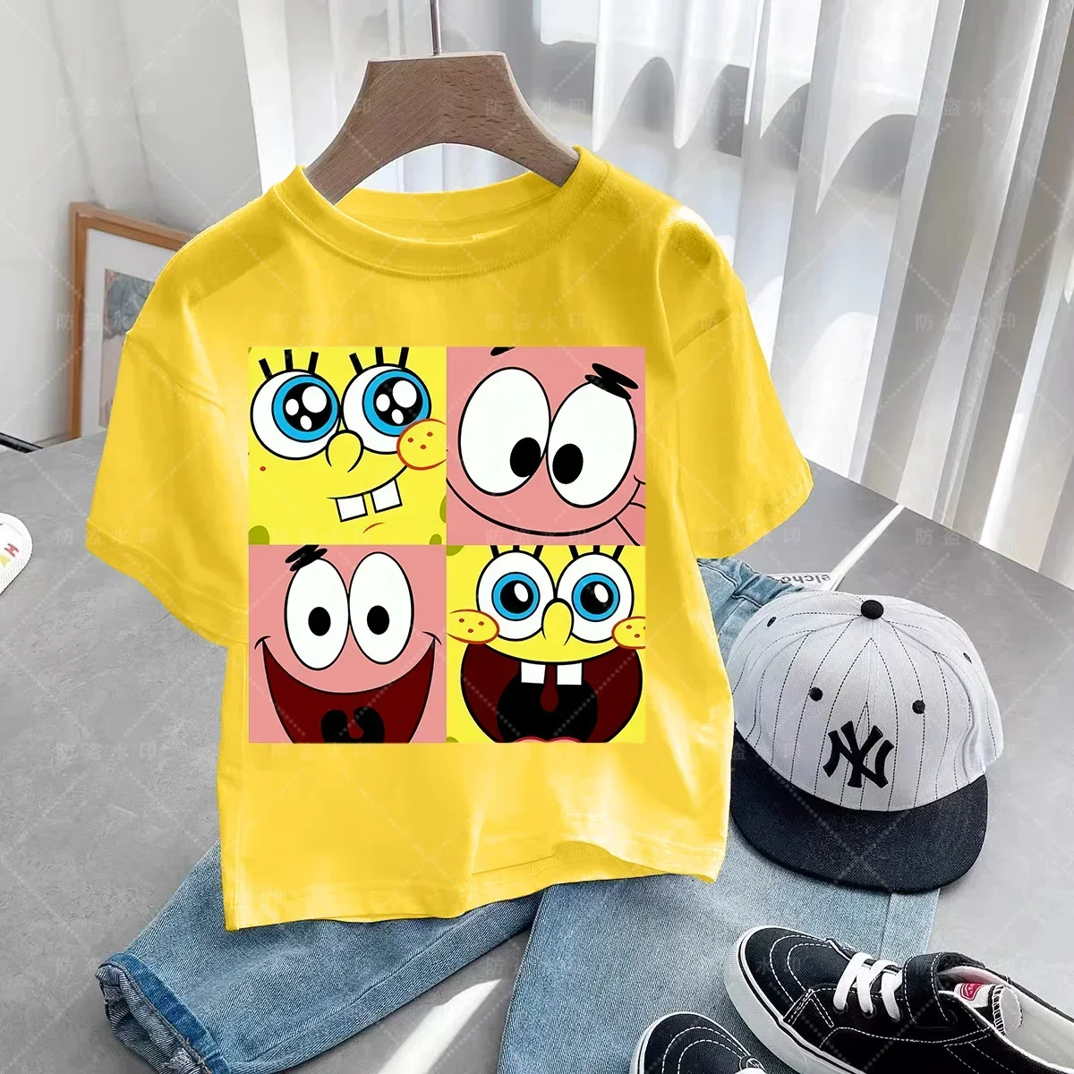 Cute Patrick Star 2024 Kids Clothes Children's Clothing SpongeBobs SquarePants Kawaii Short Sleeve T-shirts for Children Tops