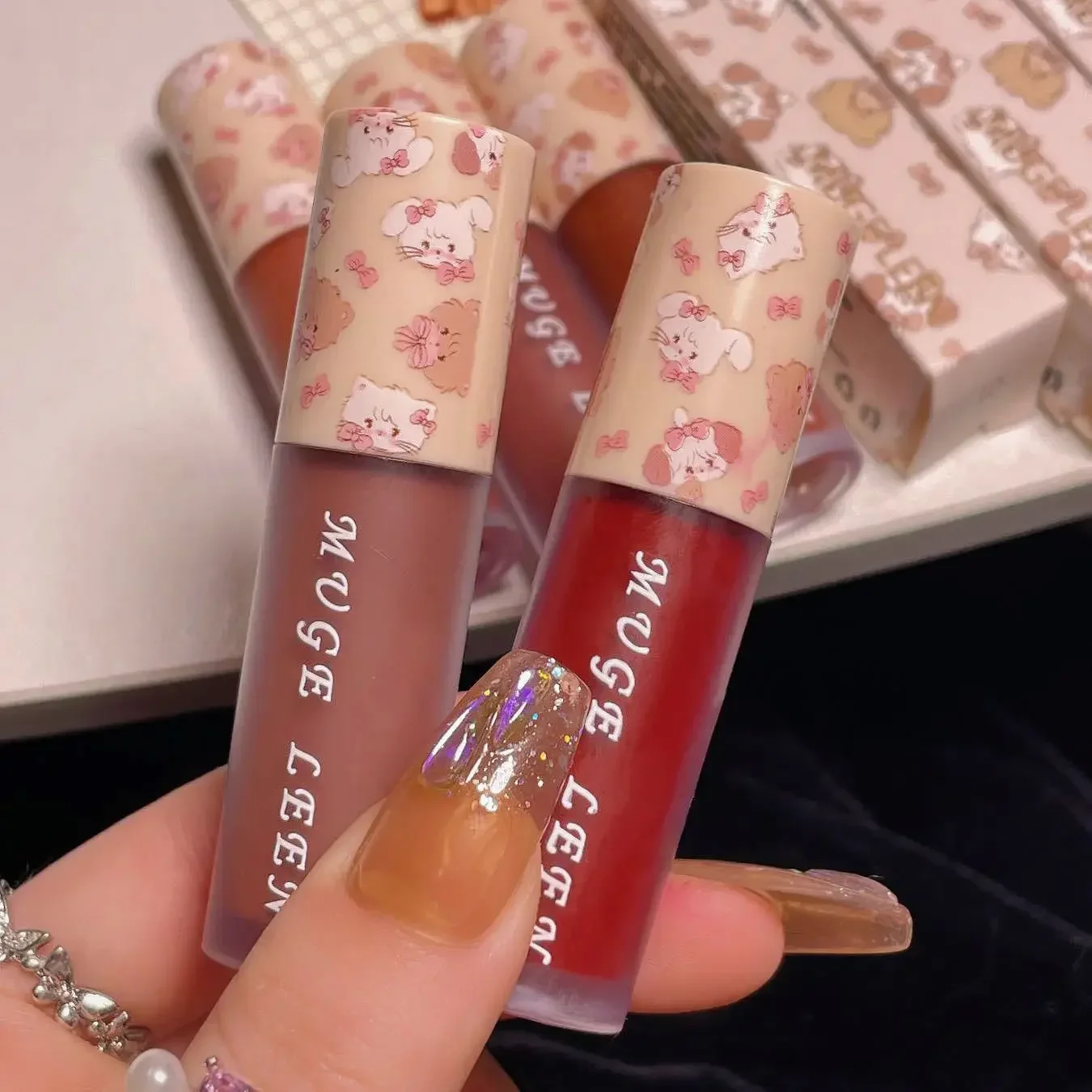 Cute Velvet Lip Mud Matte Lasting Lip Glaze Waterproof Non-Stick Lip Gloss Stain Liquid Lipstick Pigment Korean Girls Cosmetics