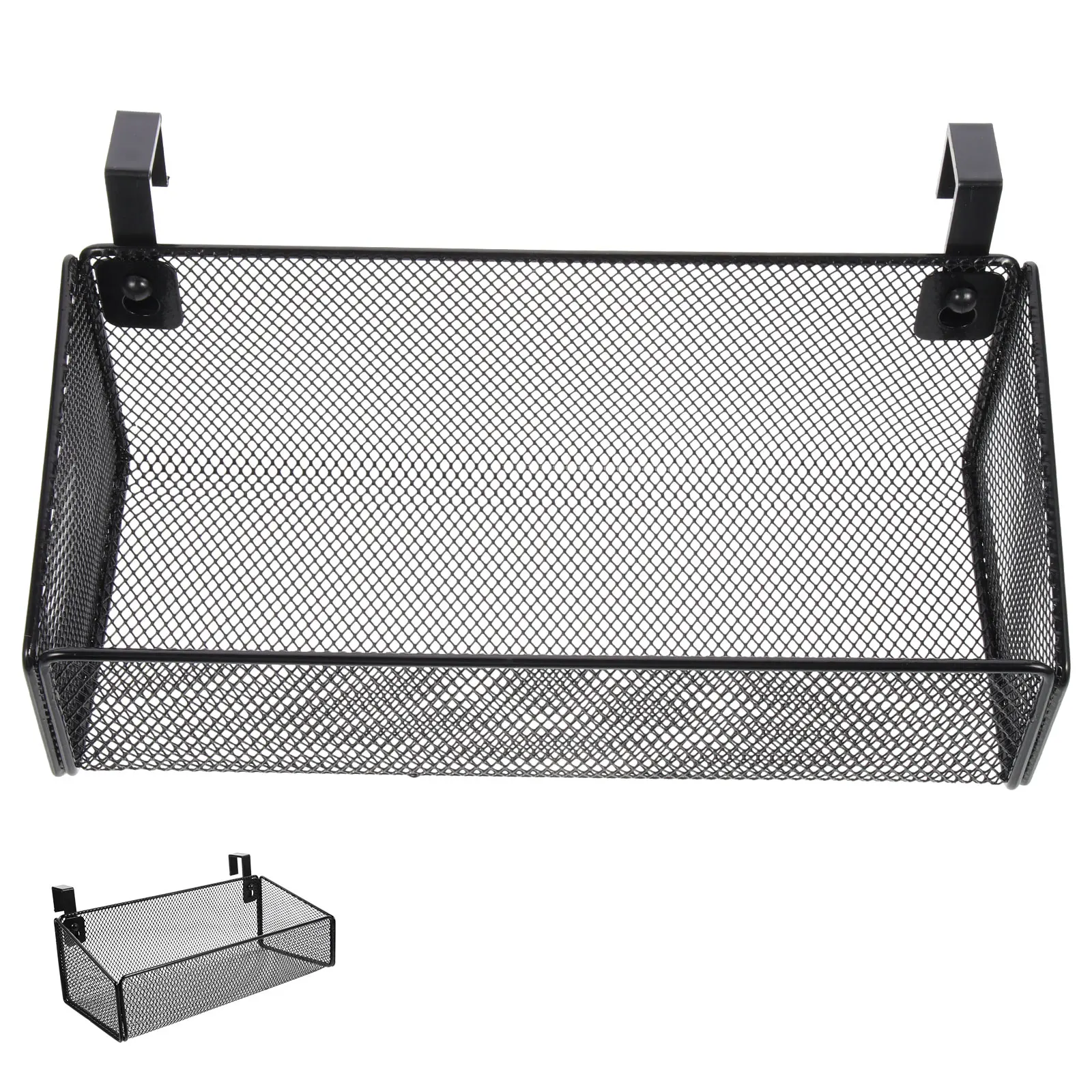 

Metal Mesh Basket Bedside Dormitory Storage 5 Pairs Removable Hooks High-grade Thick Bottom Strong Load-bearing Home