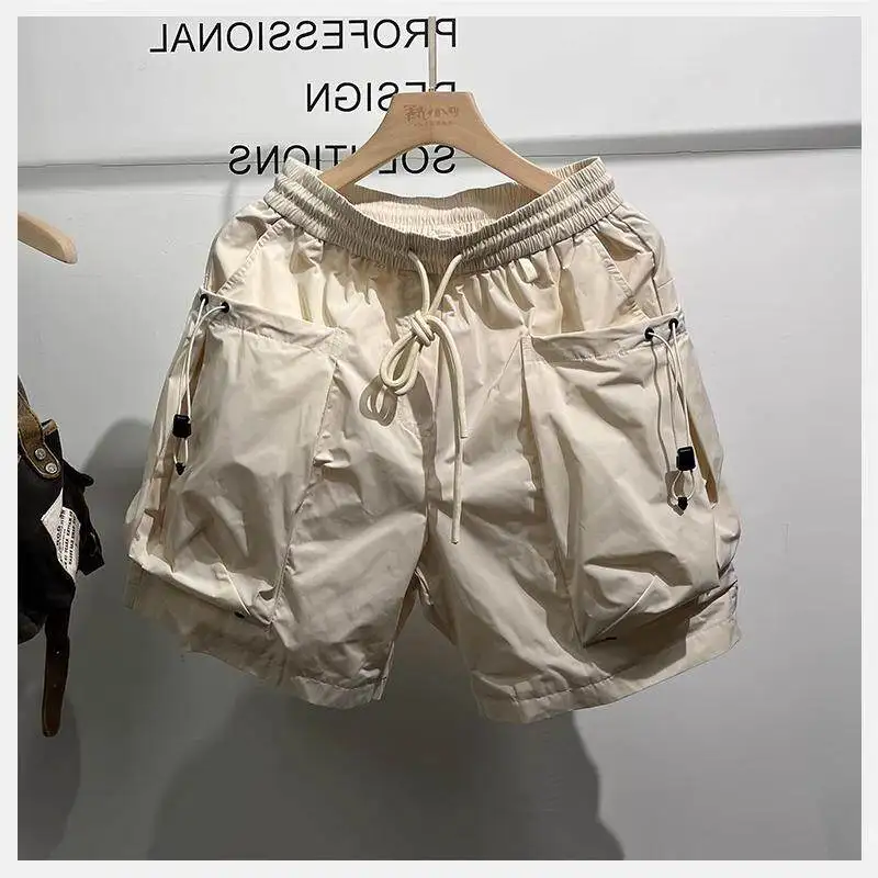 Men's Outdoor Beach Shorts Functional Large Pocket Workwear Four-Way Stretch Quick Dry Wide Leg Summer Cool Feeling Shorts