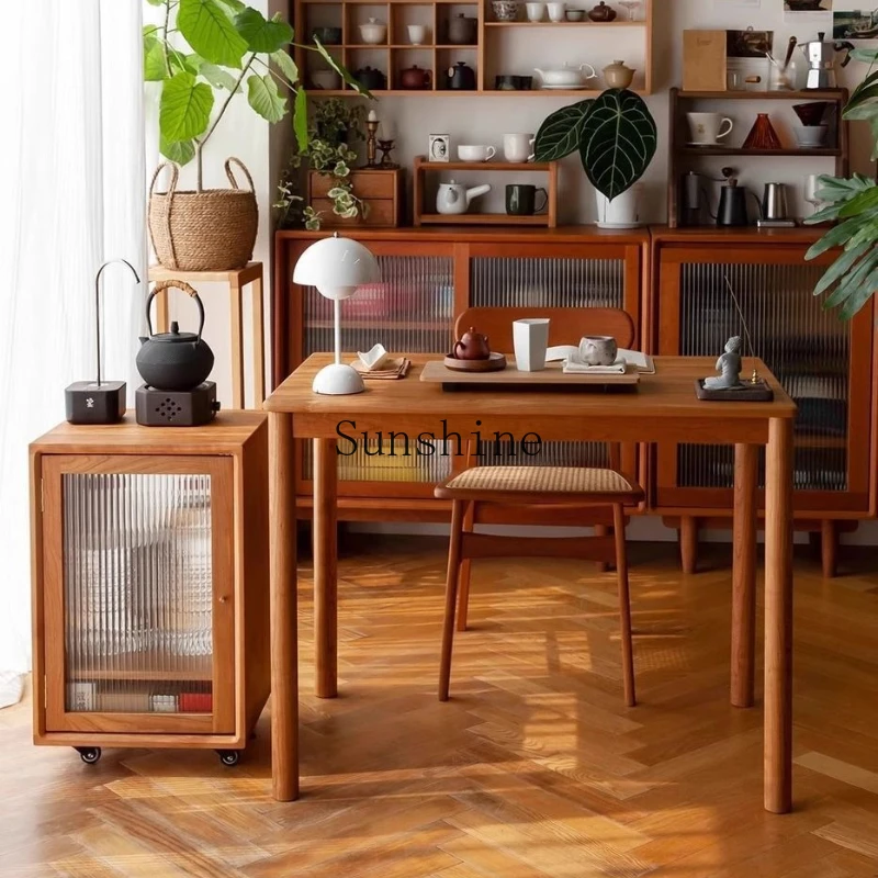 

Nordic solid wood storage cabinet kettle household small tea table