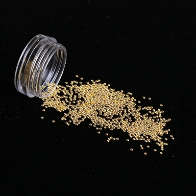 Nail Art Metal Micro Beads 1000Pcs/Box Non-fading Round Caviar Beads, Mini Metallic Ball Studs for DIY French Manicure Nail Deco