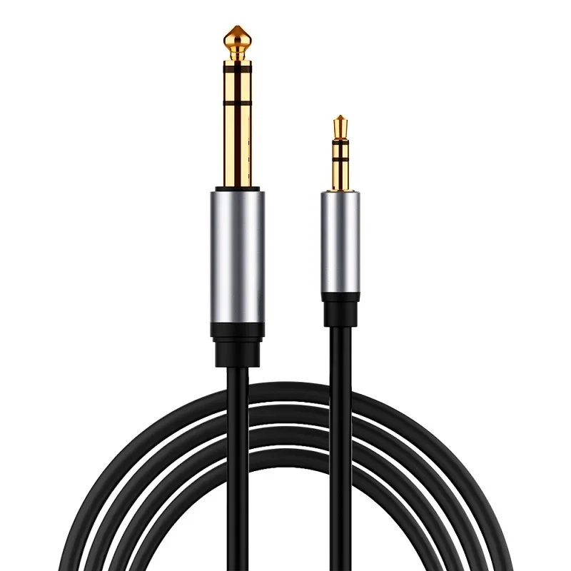 Vergulde 1/4 6.35Mm Tot 1/8 3.5Mm Trs Jack Audio Adapter 3.5 6.5 Aux Kabel Voor Pc Mixer Headset Gitaarversterker Speaker 5M