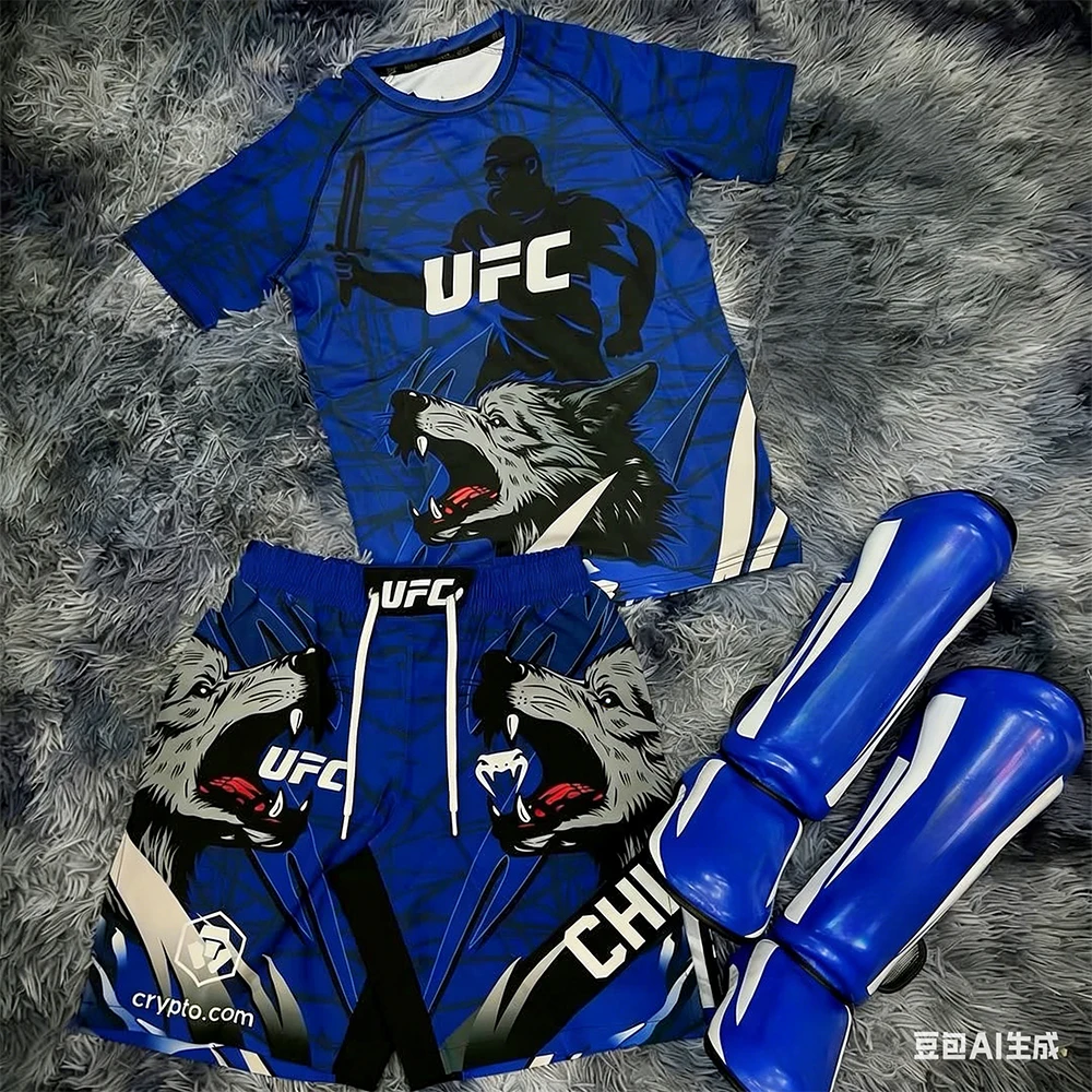 

Летний новый комплект для фитнеса и бега: дышащие быстросохнущие футболка и шорты для мужчин, вдохновленные стилем Камзата Чимаева (UFC, MMA, бокс) ﻿