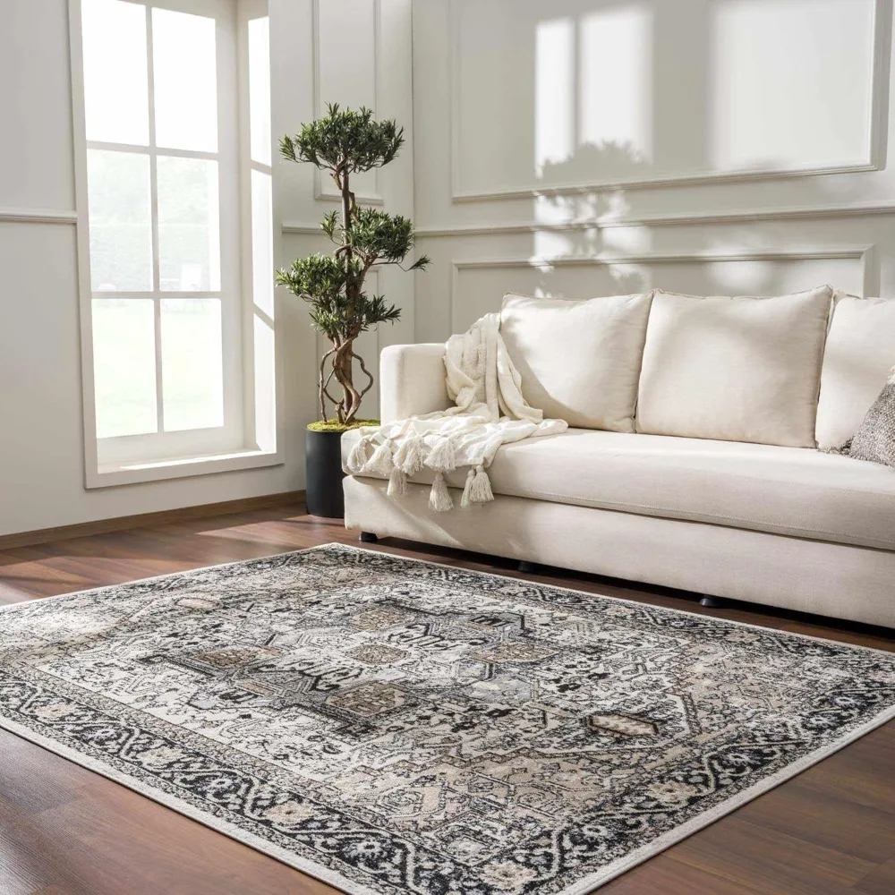 

Traditional living room bedroom area carpet - machine washable worn carpet - Bohemian Oriental - easy to clean