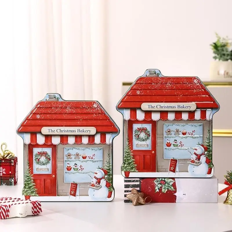 

581D Decorative Metal Holiday Gift Container With Candy Storage Compartment Design