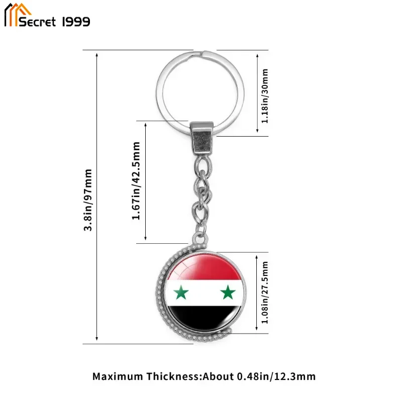 Syria Flag Key Chain Key Ring Keychains 25mm Silver Plated Metal Keyrings Women Men Car Keychain Jewelry Accessories 2024