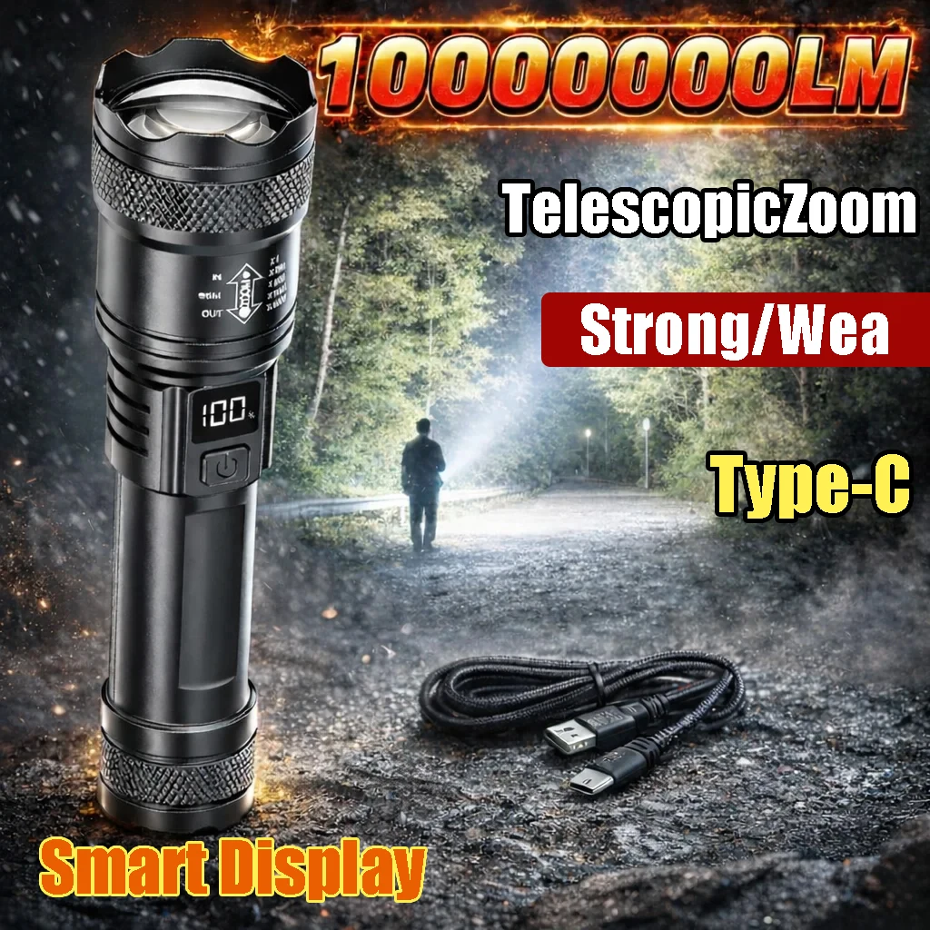 Ultra Bright P50 LED Flashlight Tactical EDC Zoomable Handheld Torch Emergency Spotlight  14500 18650 Battery