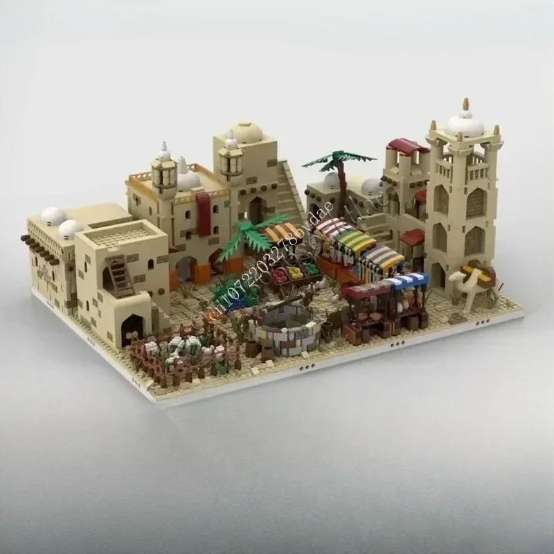 ชุดตัวต่อโมเดล 3957 ชิ้น ชุดเมืองทะเลทรายแบบโมดูลาร์ ฉากถนนเมือง แบบจำลองปรับแต่งได้ ตัวต่อเทคโนโลยี DIY ของเล่นสร้างสรรค์ ประกอบเอง ของขวัญสำหรับเด็ก