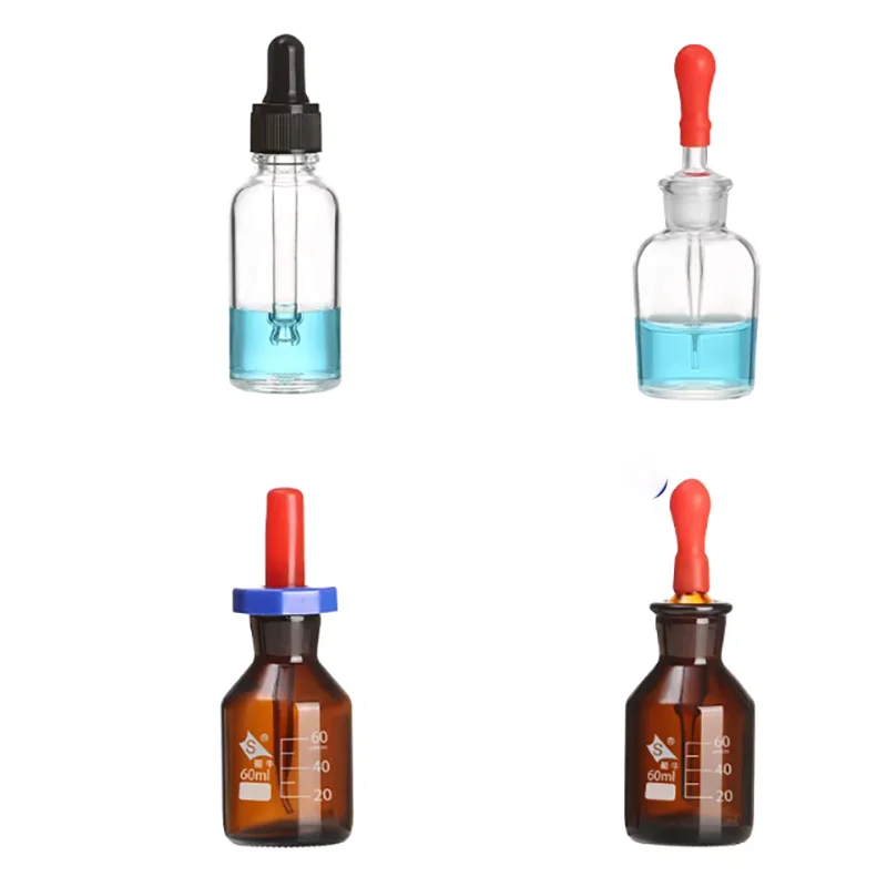 10PCS Glass Dropper Laboratory iodophor dropper plastic head dropper buret white brown titrator 60 ml 125 ml