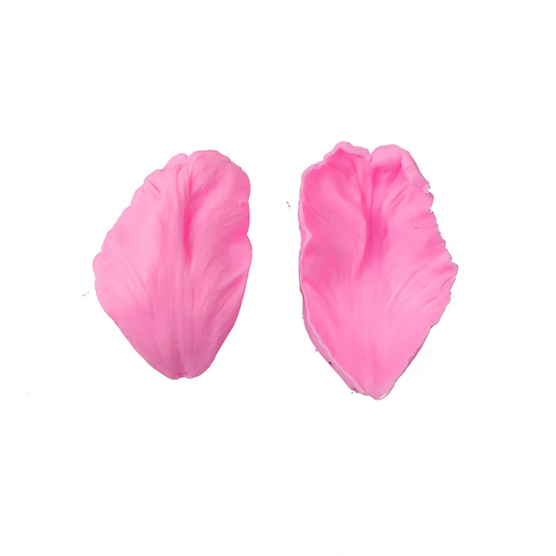 2 Pcs Fondant Flower Silicone Mold Dry Pace Simulation Tulip Rose Petal Texture Cake Mold Baking Kitchen Bar Tool