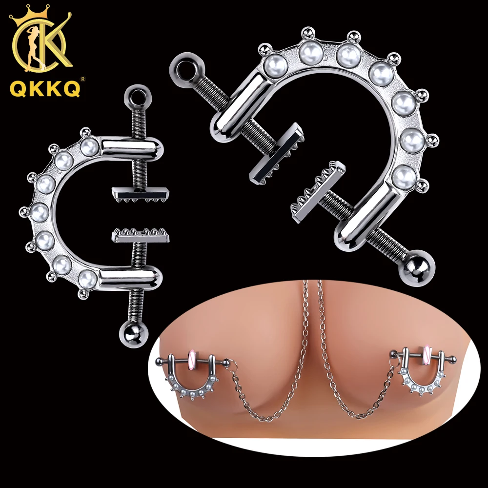 QKKQ abrazadera de pezón de acero inoxidable para mujer, sujetadores de pecho, Clip de pezones, ataduras de sexo, Bondage BDSM, juguete erótico, juguetes sexuales para mujer de más de 18 años