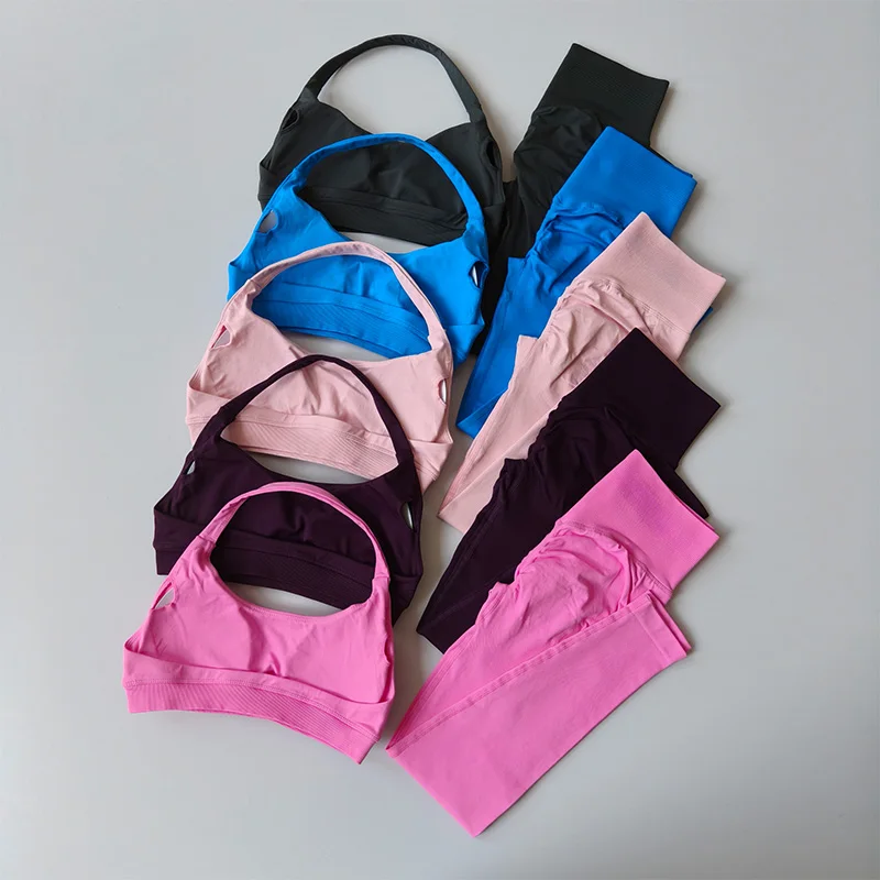 Yoga-Anzug für Hochintensives Yoga-Training, Fitness, Neckholder-Sport-BH, Hochgeschnittene Leggings, Nahtloses 2-Teiliges Set für Fitness und Laufen – Detail 2
